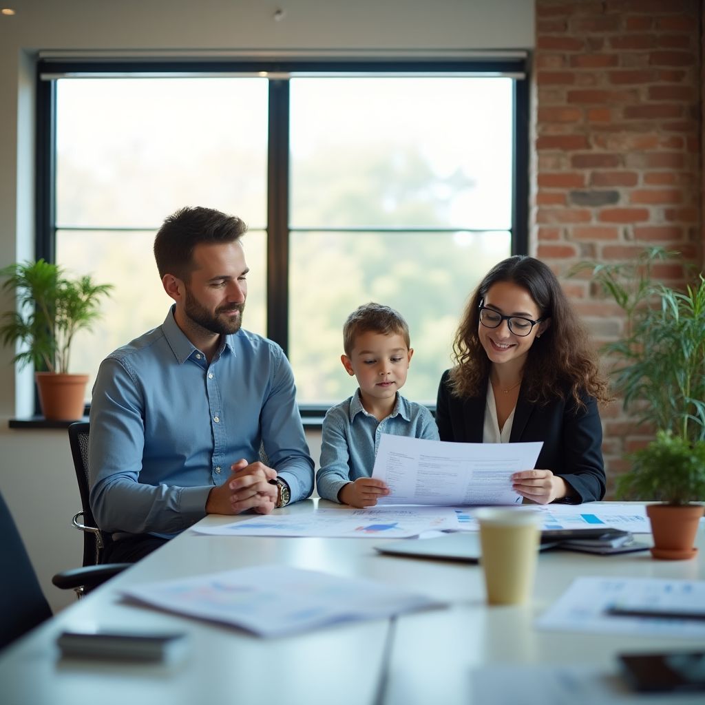 Finansal danışmanlar aile ile toplantı yapıyor